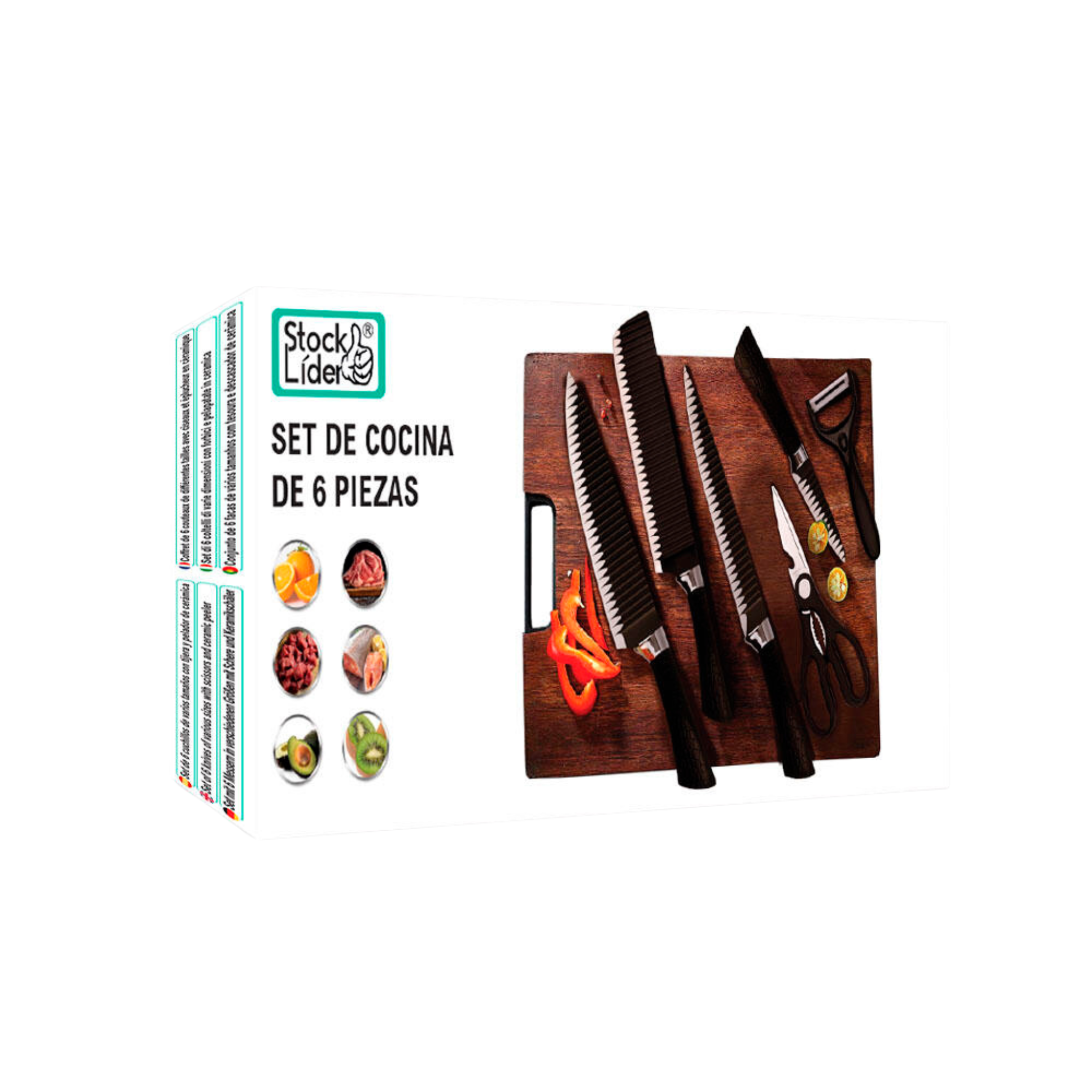 Set de cuchillos y utensilios de cocina de 6 piezas