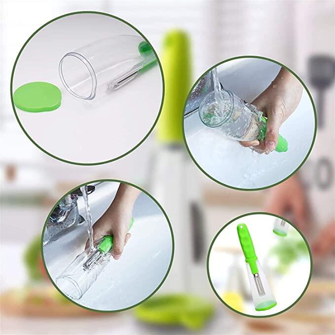 Pelador de acero inoxidable con recipiente