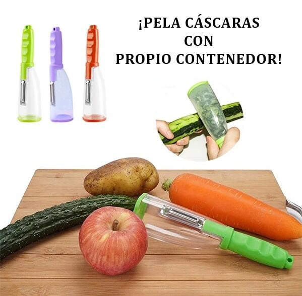 Pelador de acero inoxidable con recipiente