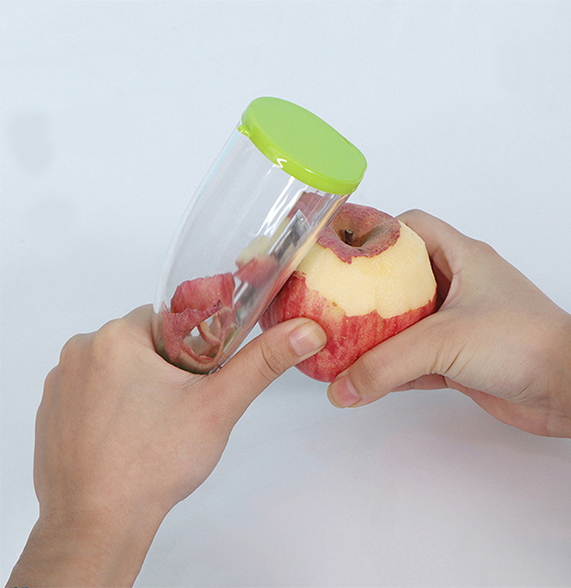 Pelador de acero inoxidable con recipiente