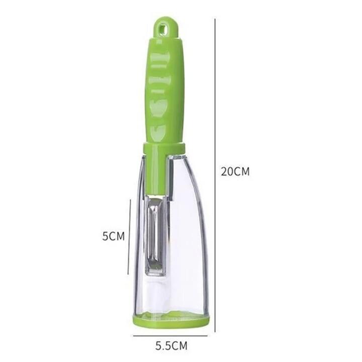 Pelador de acero inoxidable con recipiente