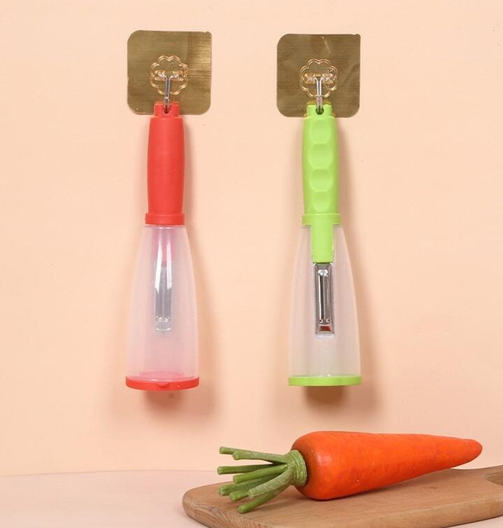 Pelador de acero inoxidable con recipiente