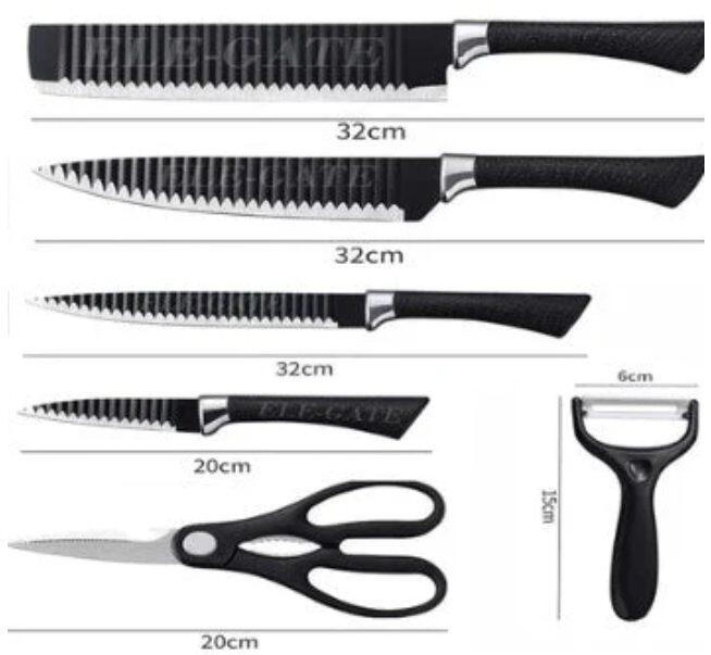 Set de cuchillos y utensilios de cocina de 6 piezas